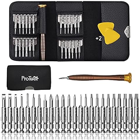 Precision Screwdriver Set, ProTool Mini Screwdrivers 27 in 1 Professional, Mini Screwdriver Repair Kit for Glasses, Watch, iPhone, iPad, Smartphone, PC, Laptop, Tablet, Electronics, 2 levers Cover