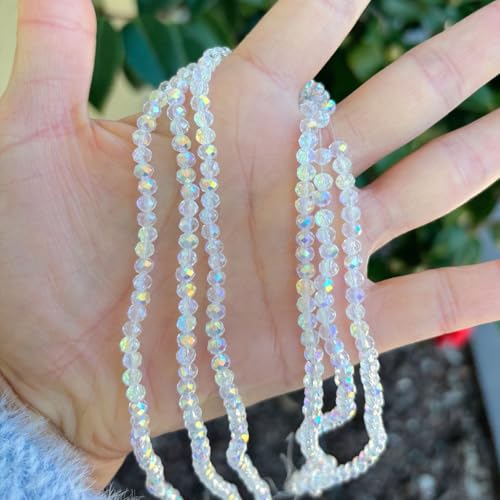 Image of 1000pcs Czech Faceted Rondelle Crystal Glass Beads 4mm Small Tiny Bulk Crystal AB