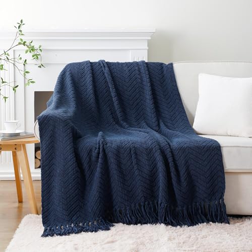 Image of BATTILO HOME Navy Blue Throw Blanket for Couch, 60 inchx80 inch
