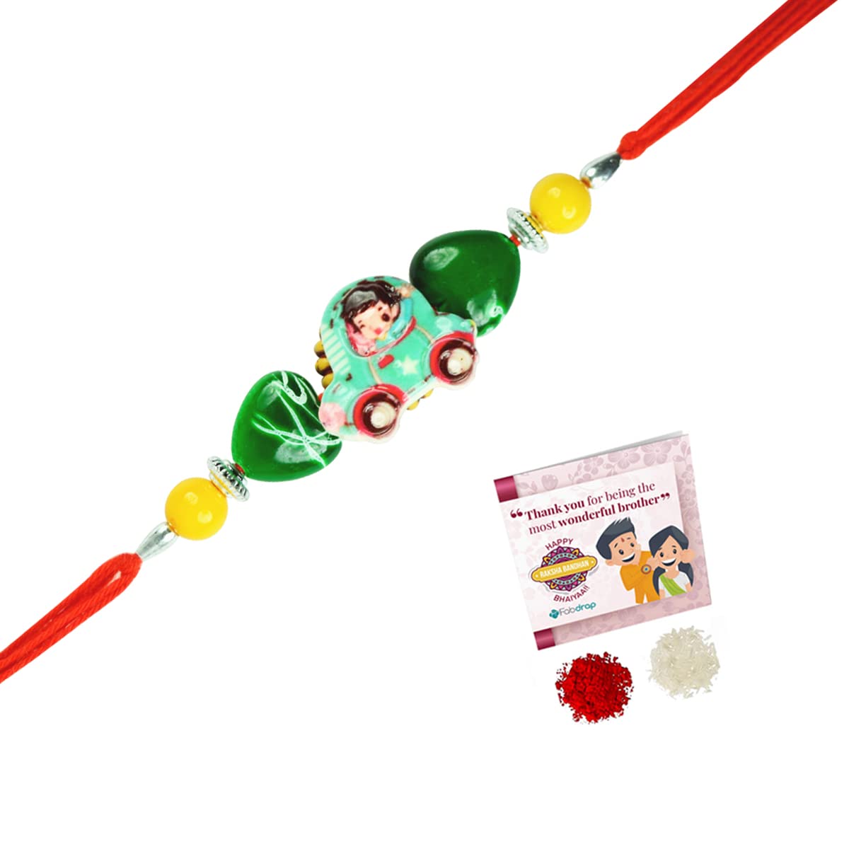 Fabdrap Kids Cute Car Cartoon Rakhi with Greeting Card & Roli Chawal (B0B73P79T9) Amazon Price History, Amazon Price Tracker