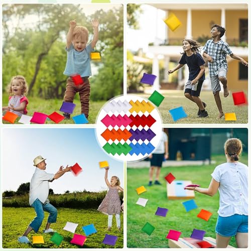 EXTRAPINS 32 Stück Cornhole Säckchen,7 x7 cm Wurfsäckchen für Cornhole Spiel,Nylon Sitzsäcke Werfen,Cornhole Bean Bags Wurfspiel für Kinder Indoor Outdoor Spiele(8 Farben)