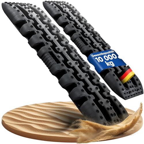 NTG Sandblech Set (2 Stück) Robuste Sandboards für Offroad & Anfahrhilfe 10 Tonnen Tragkraft pro Paar 107 x 31 x 6 cm Schwarz Ideal für 4x4 SUV Lkw Wohnmobile & Schnee/Matsch wetterfest