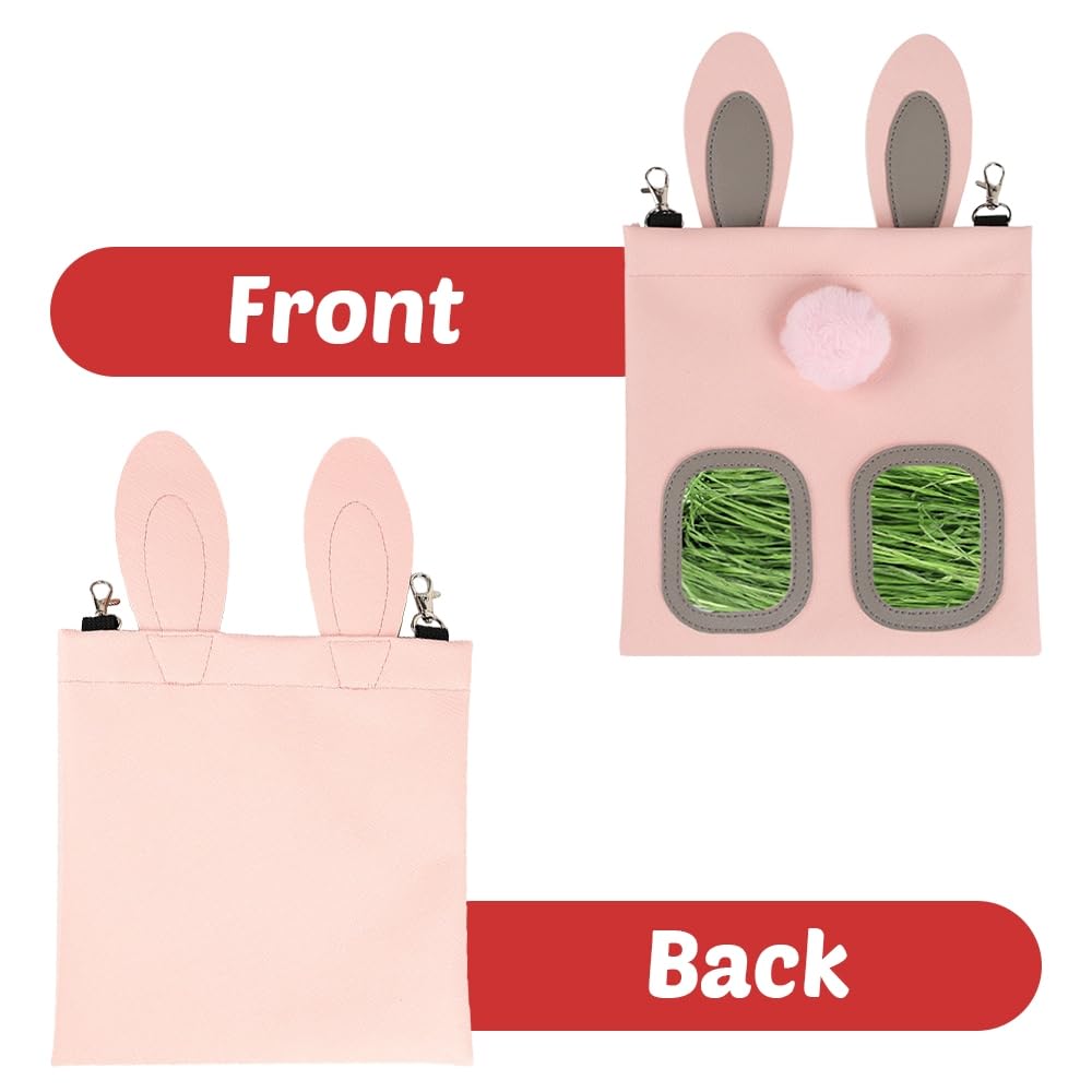 Portafieno Per Conigli E Piccoli Animali - 3 Fori, In Tela, Con Ganci Metallici - Foto 3