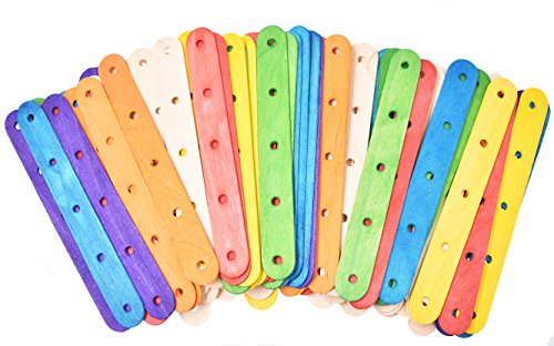 Raylinedo® 100pcs Wooden Ice Cream Stick Lollipop Popsicle Stick 15 x 1.8 x 0.16cm Natural Color and Multicoloured