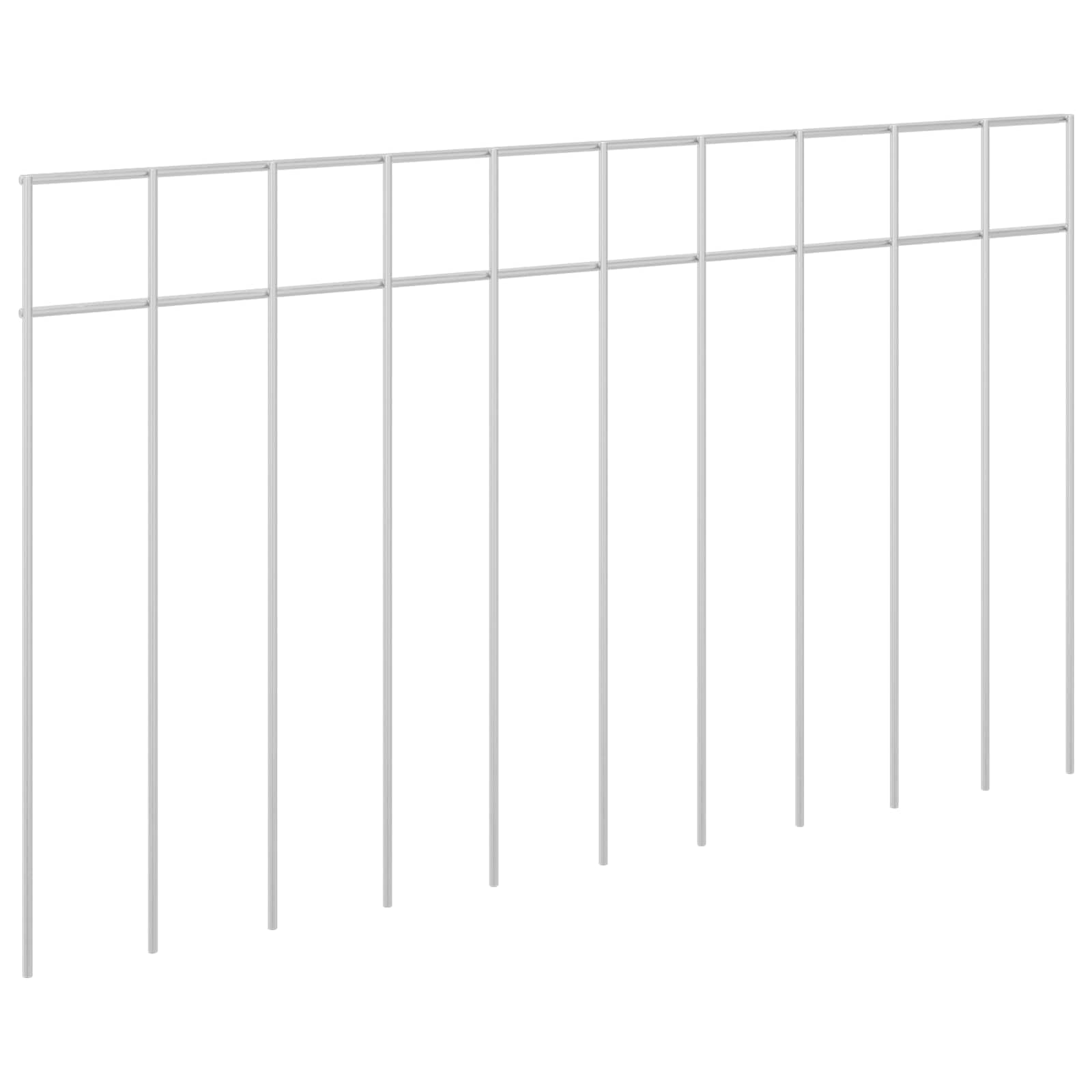 vidaXL Garden Fence Panel, 12 Pieces Galvanised Steel, Garden Fence Panel, Modern Steel, Weather Resistant, Decorative Iron Barrier