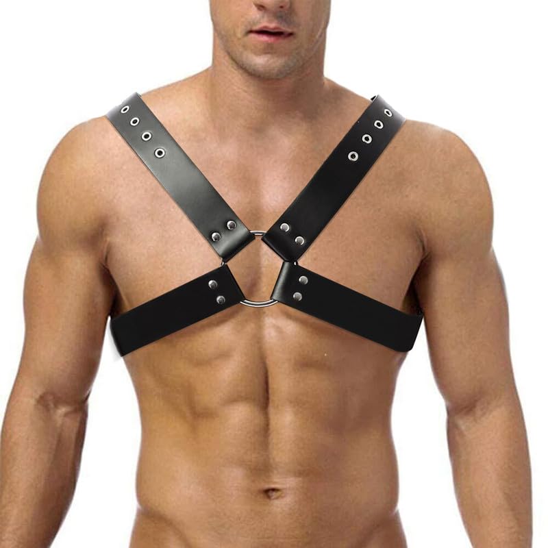 Men's Body Chest Harness Belt Strap, PU Leather Punk Fetish Cross O Ring Harness Belt Bondage with Adjustable Buckles, BDSM SM Cosplay Costume Nightclub Clubwear Party Club Bar Masquerade2