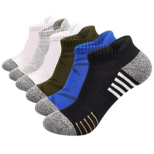 NicelyWe Chaussettes de Running Sport Cyclisme en éponge pour Homme, Chaussettes de Sport Courtes en Coton Respirant et Respirantes en Maille pour Jeune, 6 Paires Cover