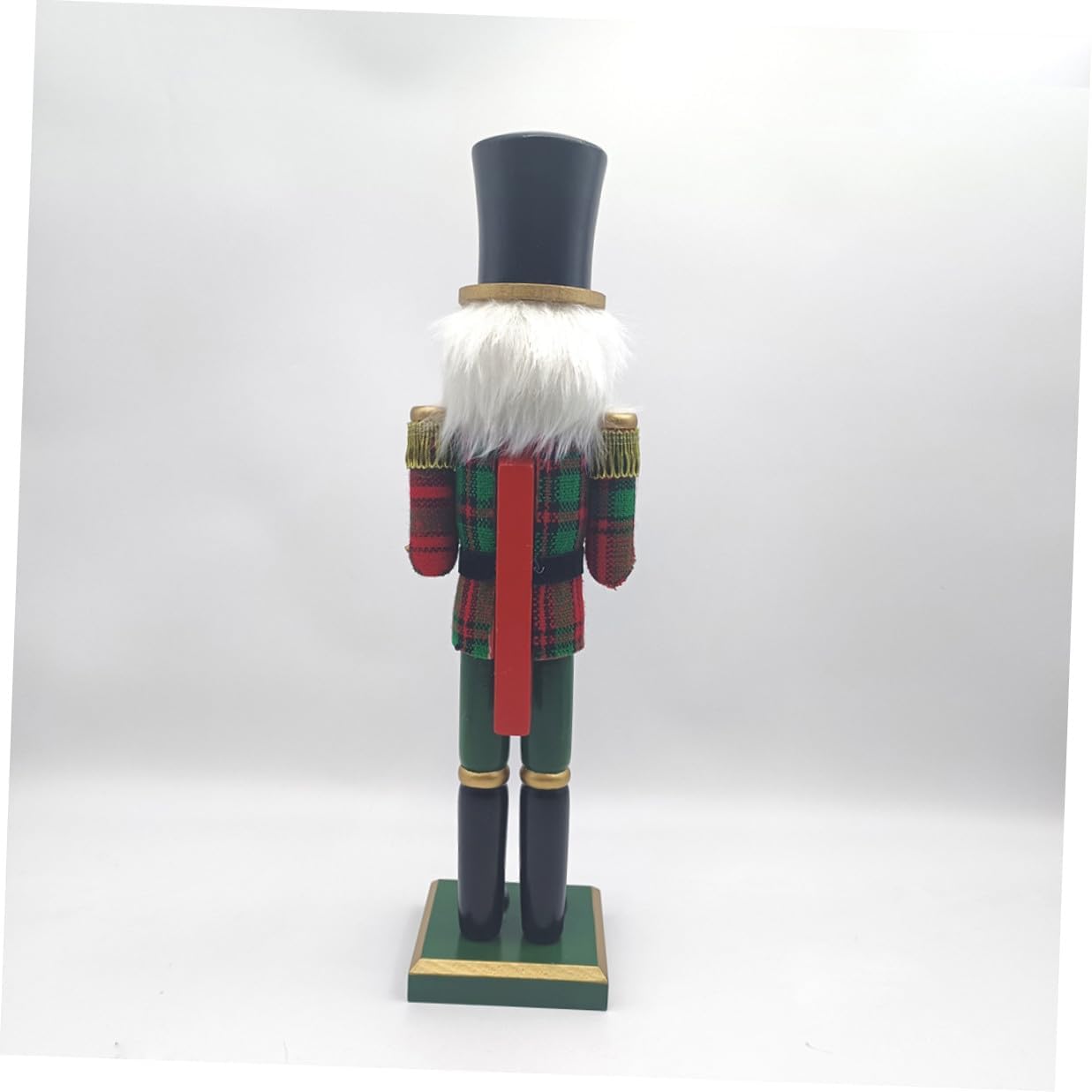 Christmas Wooden Nutcracker Soldier Figurine Decorative Nutcracker Ornament with Plaid Cloth for Holiday Indoor Tabletop Display