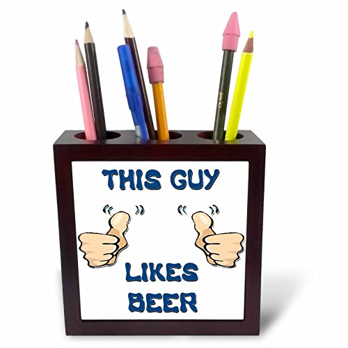 3dRose ph_150263_1 This Guy Likes Beer Tile Pen Holder, 5-Inch