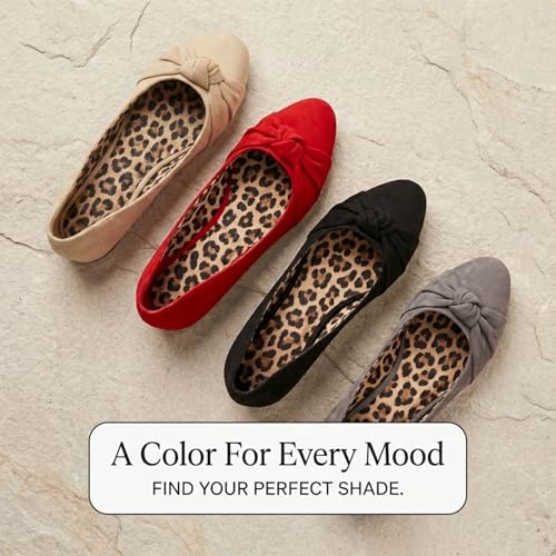 Image of Epic Step Ballet Flats for Women, Comfortable Slip on Faux Suede Round Toe, Ballerina Dressy Flat Shoes