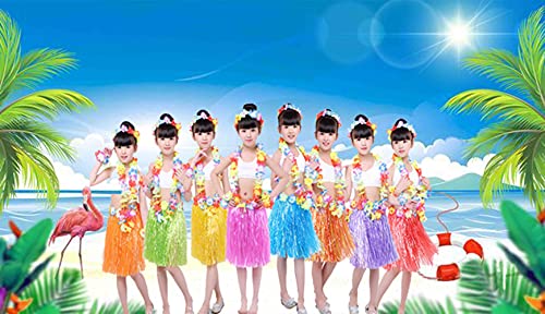 Set de 5 faldas hawaianas de pasto para niñas miniatura 6