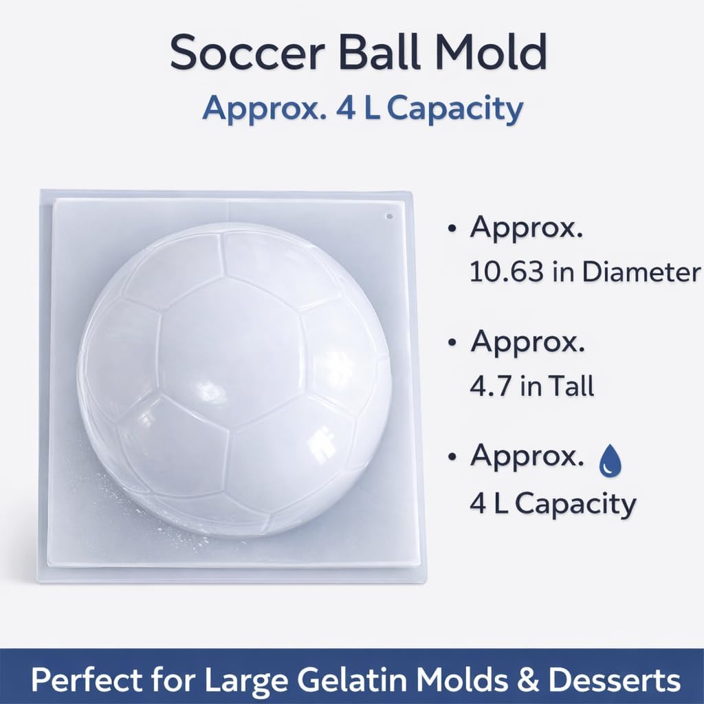 Soccer Ball Gelatin Mold – Molde Balon de Futbol para Gelatina – Plastic Jello Mold for Gelatin & Cold Desserts – Made in Mexico