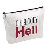 La bolsa de maquillaje es: 100% poliéster, bolsa de color blanco con cremallera negra.