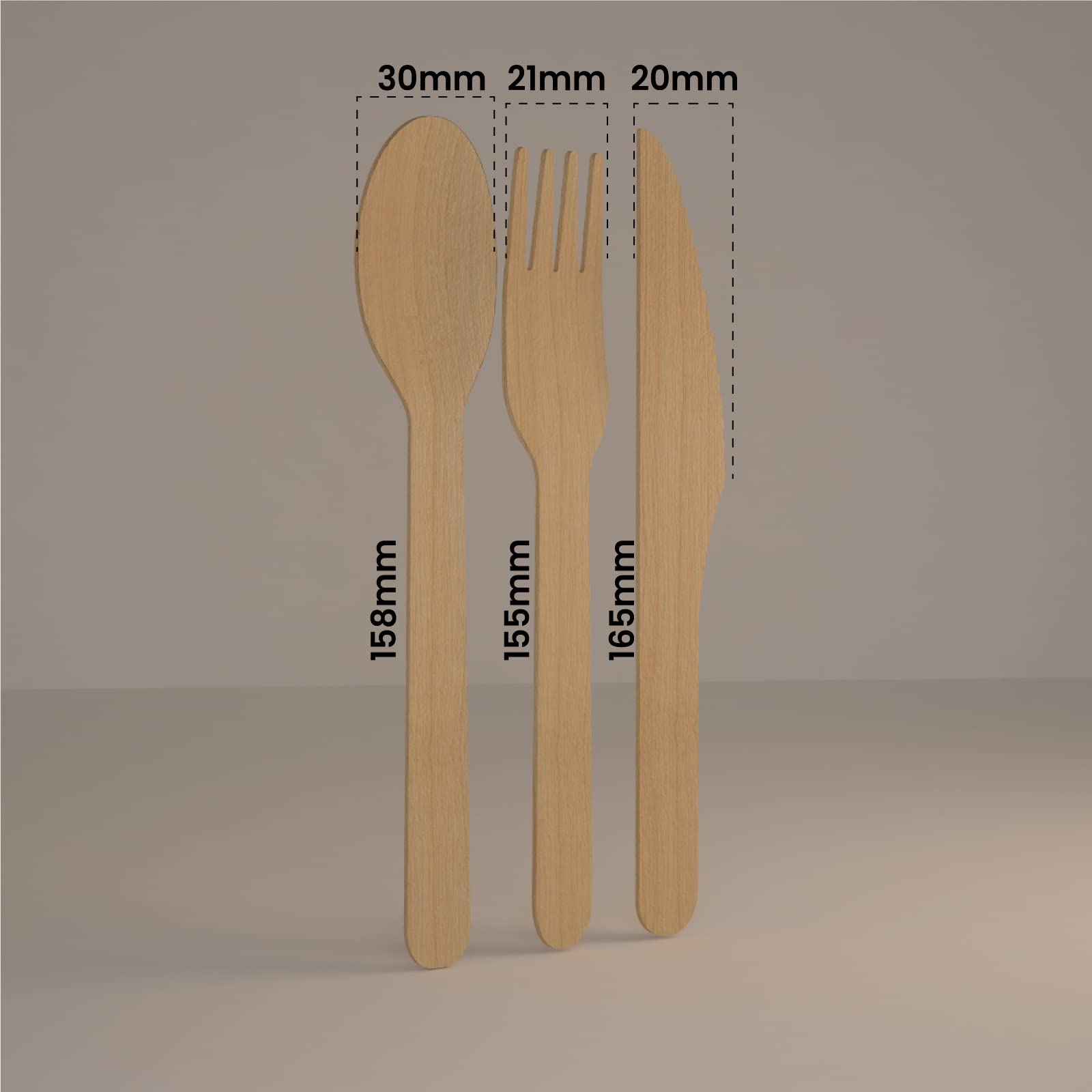 Juego de cubiertos ecológicos de madera de abedul, 300 tenedores + 300 cuchillos + 300 cucharas – Desechables 100% naturales, biodegradables y compostables, desechables