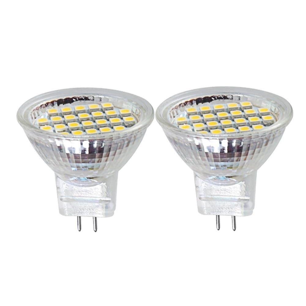 AKSPET AGIPS Household lights 2pcs Led Bulb Lights GU4 12v 35mm MR11 Spotlight Glass Cup MINI 12V 1W Spot Daylight 6000K 3000K Replace Halogen Lamp low voltage bulbs (Color : White)