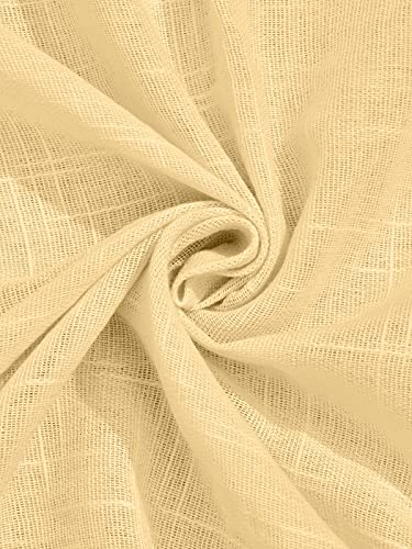 Image of Cotton Linen Solid Curtain with Eyelet Rings,Long Door Curtains for Pooja Room /Living Room /Dining Hall /Hotel /Bedroom /Kid Room /Kitchen (10.5 Feet, Ivory) Set of 2