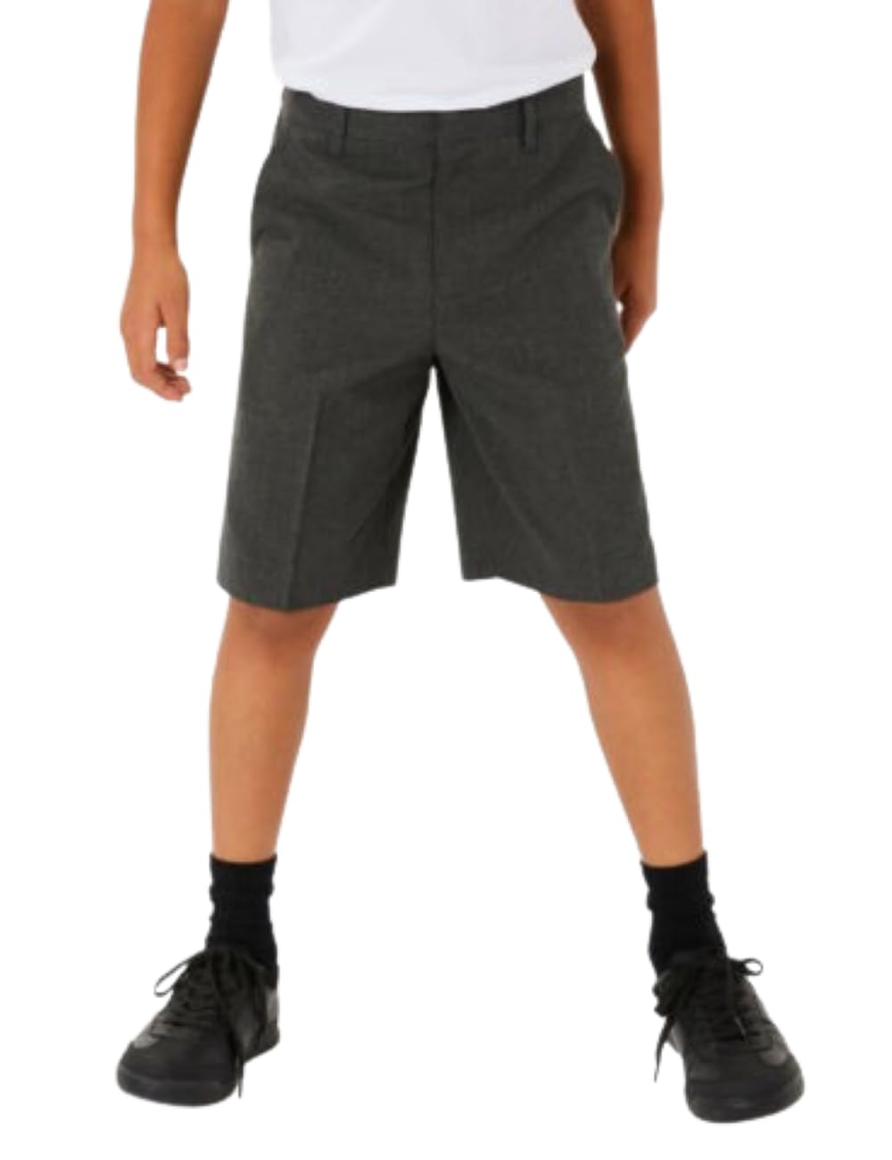 KAMDIN Paquete de 2 pantalones cortos escolares para niños con cintura ajustable, uniforme escolar, talla 2-14 años