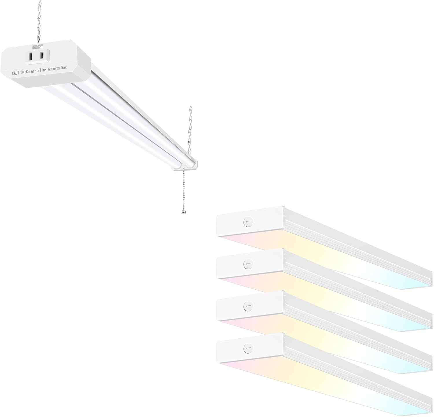 hykolity 5000K LED Shop Light Linkable, Daylight LED Ceiling Lights for Garages, Workshops, Basements, Hanging or FlushMount, Included Power Cord and Pull Chain,ETL