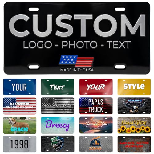 Personalized Custom Vanity License Plate for Cars & Trucks - Decorative Novelty Auto Accessory for Garage Bar or Home Display - Upload Your Logo for Your Business (Solid Color)