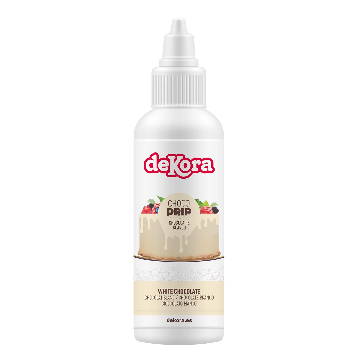 Dekora - Choco Drip Chocolate Blanco | Decoracion para Tartas de Chocolate Efecto Goteo - 180 g