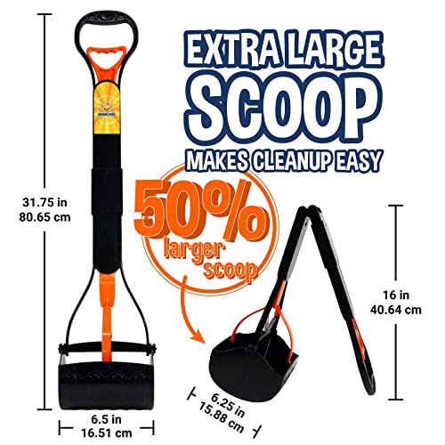 Bodhi Dog Extra Large Foldable Pooper Scooper | 32” Long Handle Portable Pooper Scooper | For Small And Large Dogs | Made With Premium Durable Materials - Orange #TOP2