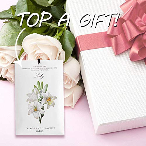MYARO 12 Packs Lily Scented Sachets for Drawer and Closet, Long-Lasting Sachets Bags, Home Fragrance Sachet for Lover