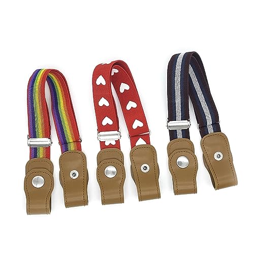 Anshili 3 pièces sans boucle ceinture enfants ceinture extensible élastique réglable pour garçons et filles (D)