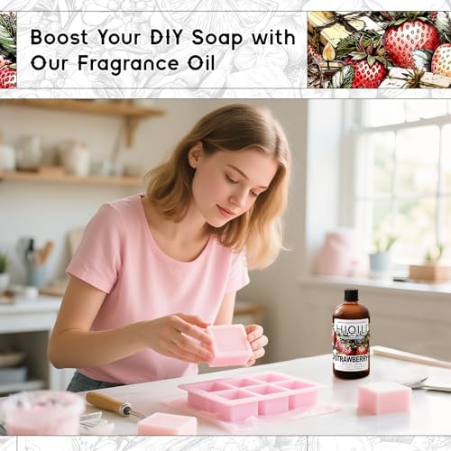 Image of HIQILI Strawberry Fragrance Oil, DIY Fruity Scent Perfume - 5.07 Fl Oz | Suitable for Diffuser Use, Great for Candle, Soap, Body Butter Making, Long-Lasting Aroma, Graduated Dropper Included