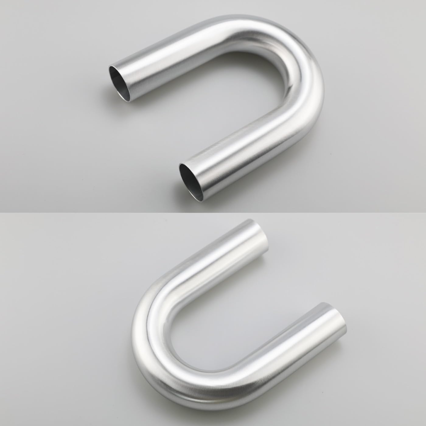 63mm (2.5") OD 180 Degree Elbow 2.5 Inch Aluminum Intercooler Pipe Air Intake Tube, 1.5D Radius, Center to Center Distance 7.5" (190.5mm), Brushed Finish