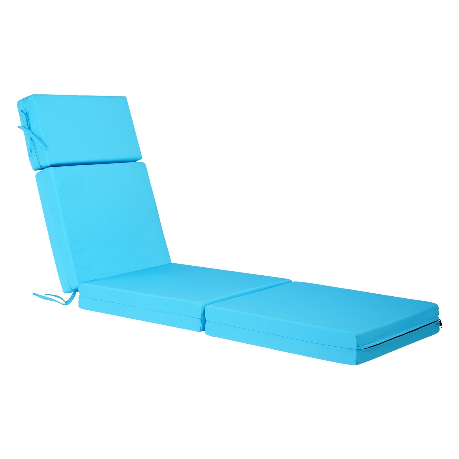 VEVOR Cojín para Tumbona, 2 Piezas, Cojín 1830x533x98 mm para Silla de Jardín Resistente al Agua y a la Decoloración, Cojines de Repuesto para Tumbonas con Lazos para Exterior, Patio, Azul Verdoso