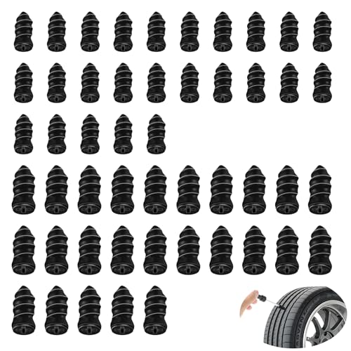 Image of Yolev 50 Pcs Tire Repair Kit Tire Plugs Tire Puncture Spikes Tire Repair Rubber Nail Tire Repair Nail Tire Repair Rubber Screws Vacuum Self-Service for Car Motorcycle ATV Tire Puncture Repair