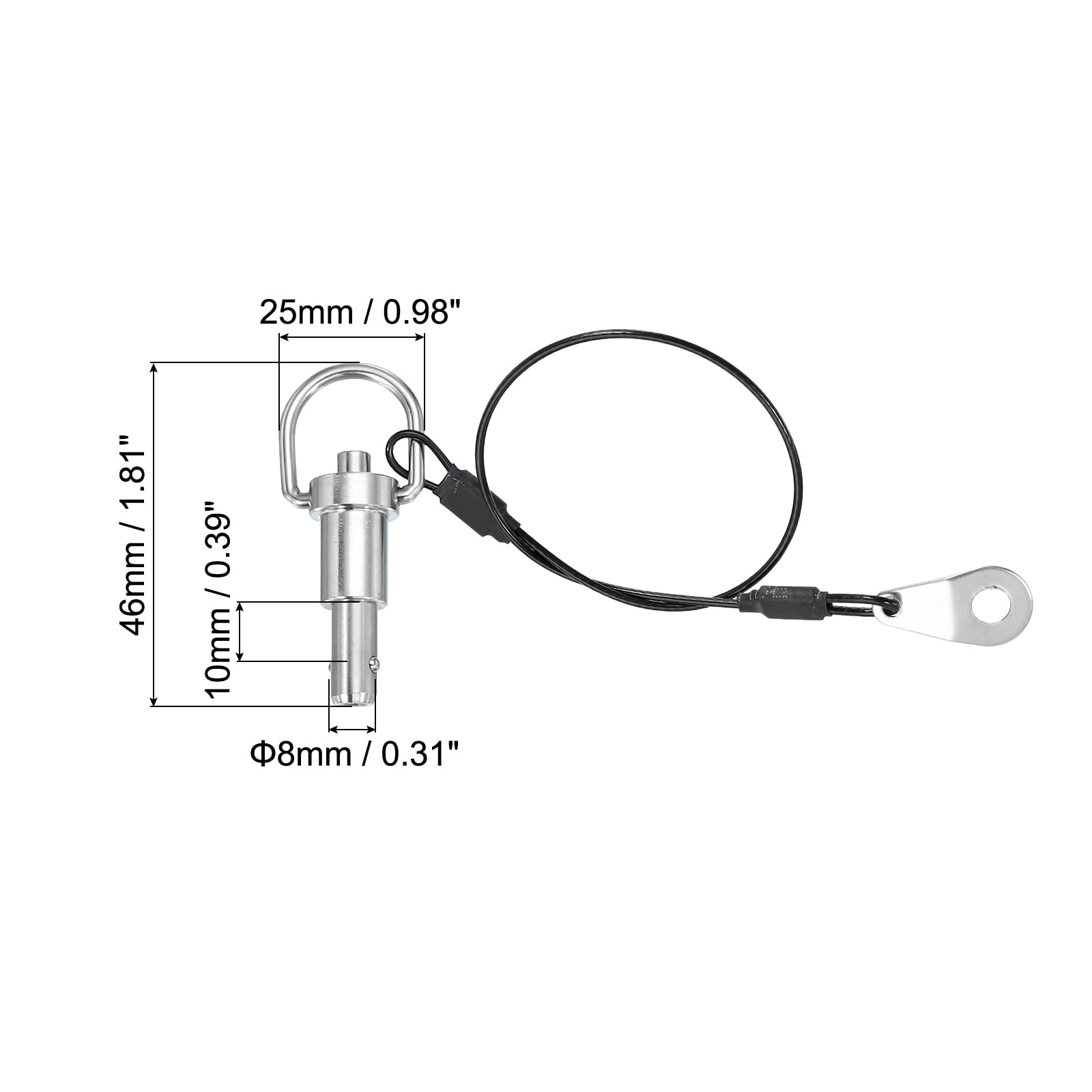 PATIKIL Quick Release Pin 8 x 10mm(5/16" x 0.39") - Image 2