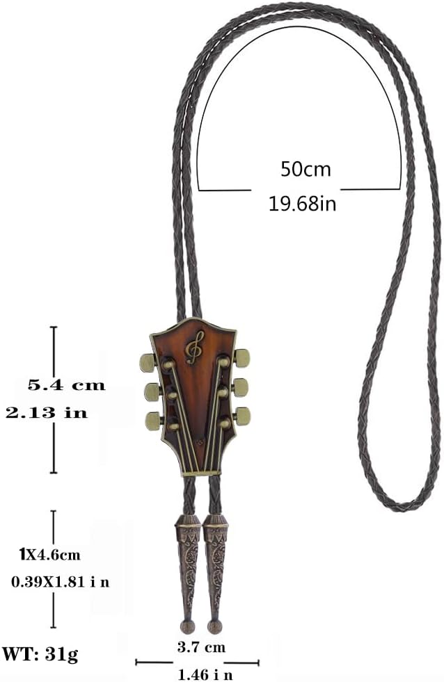 GelConnie Guitar Bolo Tie Western Cowboy Rodeo Bolo Tie for Men Women Leahter Necktie Necklace Wedding Bola Ties