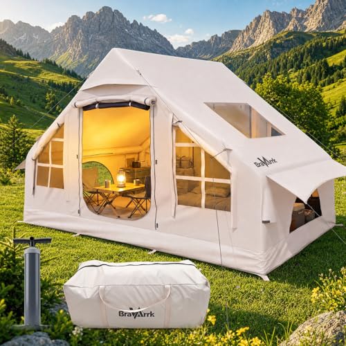 Inflatable Tent with Skylight, 4-6 Person Portable Blow Up Tent, Hot Tent with Stove Jack,...