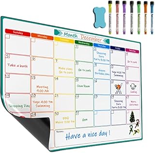 KTRIO Monthly Planner Whiteboard A3 Magnetic Whiteboard for Fridge Calendar Month Planner Monthly Wall Planner Reminder Board for Meal Planning or Shopping