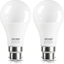 DiCUNO B22 Bayonet LED Bulb, 15W Equivalent 100W Halogen Bulb, Cool White 5000K, 1350lm, CRI 90, Non-Dimmable, 220° Beam A60 Matte Bulbs for Living Room, Bedroom, Kitchen, Pack of 2