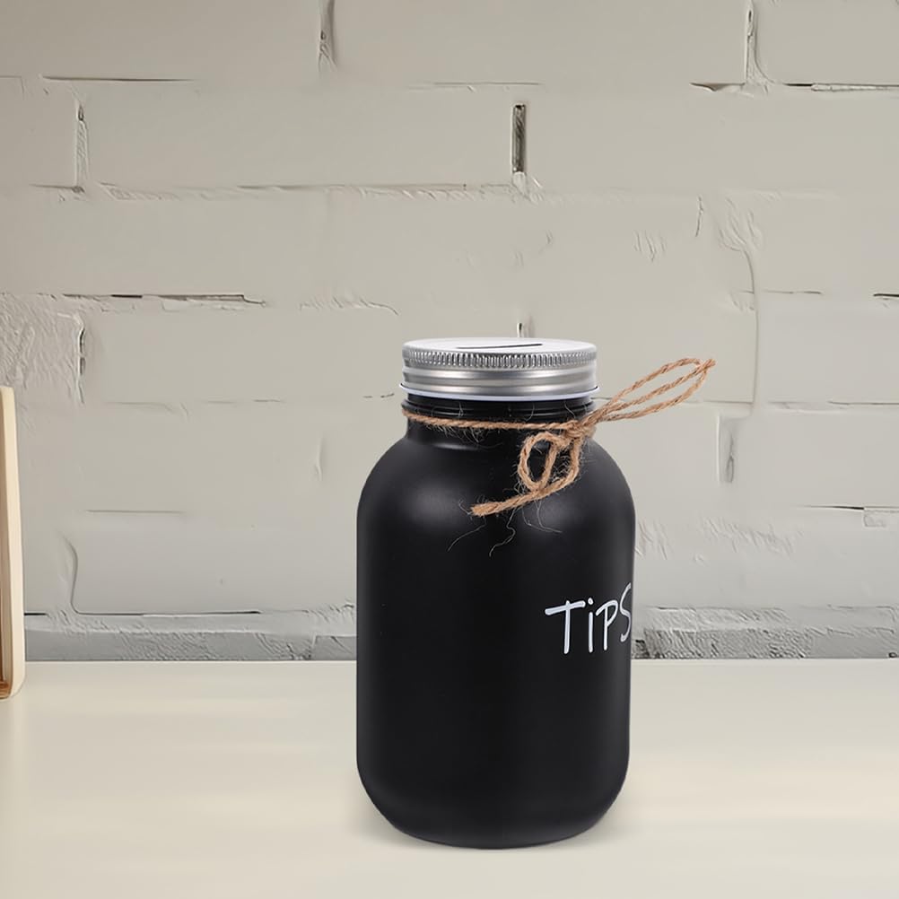 Cabilock Glass Money Saving Jar Small Coin Tips Container Mason Jar for Home Office Decorative Coin Bank Clear Glass Piggy Bank