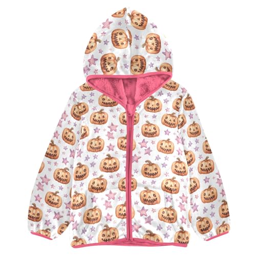 Halloween Pumpkin Toddler Fleece Jacket Baby Girls Hooded Zipper Long Sleeve Thick Warm Outerwear 3-10 Years