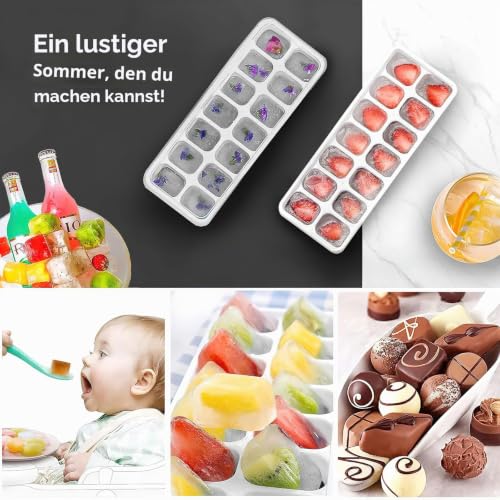 Airabc 4er Pack Eiswürfelform Silikon Mit Deckel, Eiswürfelschalen – Ansicht 2