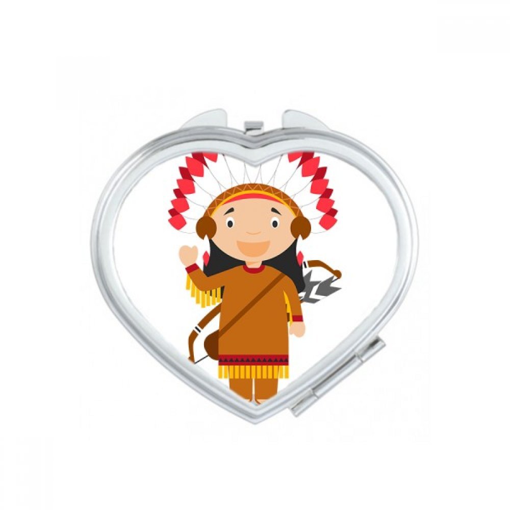 Miroir de poche dessin animé cœur turc rouge et vert pour maquillage compact nomade