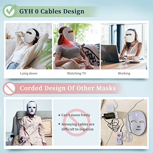 GYH 8-Color LED Face Mask Light Therapy, Red Light Therapy for Face, FSA/HSA Eligible, Wireless High Dose Green, Blue, Infrared Light Therapy Mask for Skin Care & Anti-aging, Cloud-SSS (RB-081)
