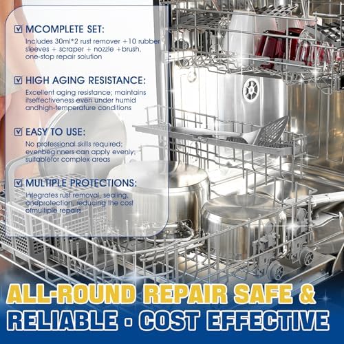 Mshunya 2 oz Dishwasher Rack Repair Coating, Grey Dishwasher Rack Repair Kit with Ten Rubber Sleeves, Insulation and Waterproof, High and Low Temperature Resistant - 2