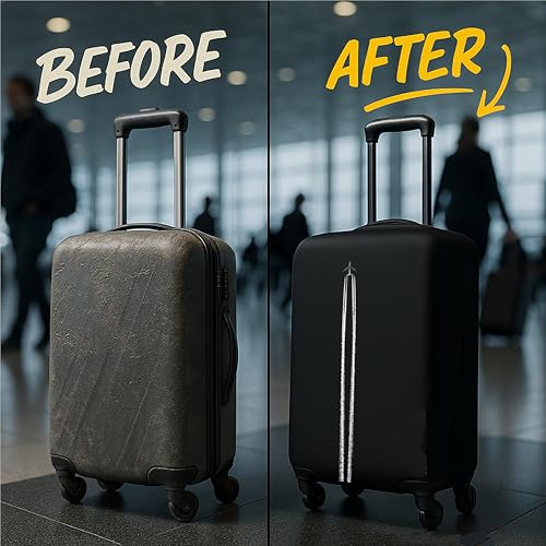 Image of WanderWraps Spendex Polyester Protective Luggage Cover | Hard Luggage Trolley Bag Cover | Washable | Dust Proof | Stretchable | M - 24 inch | Skytrail