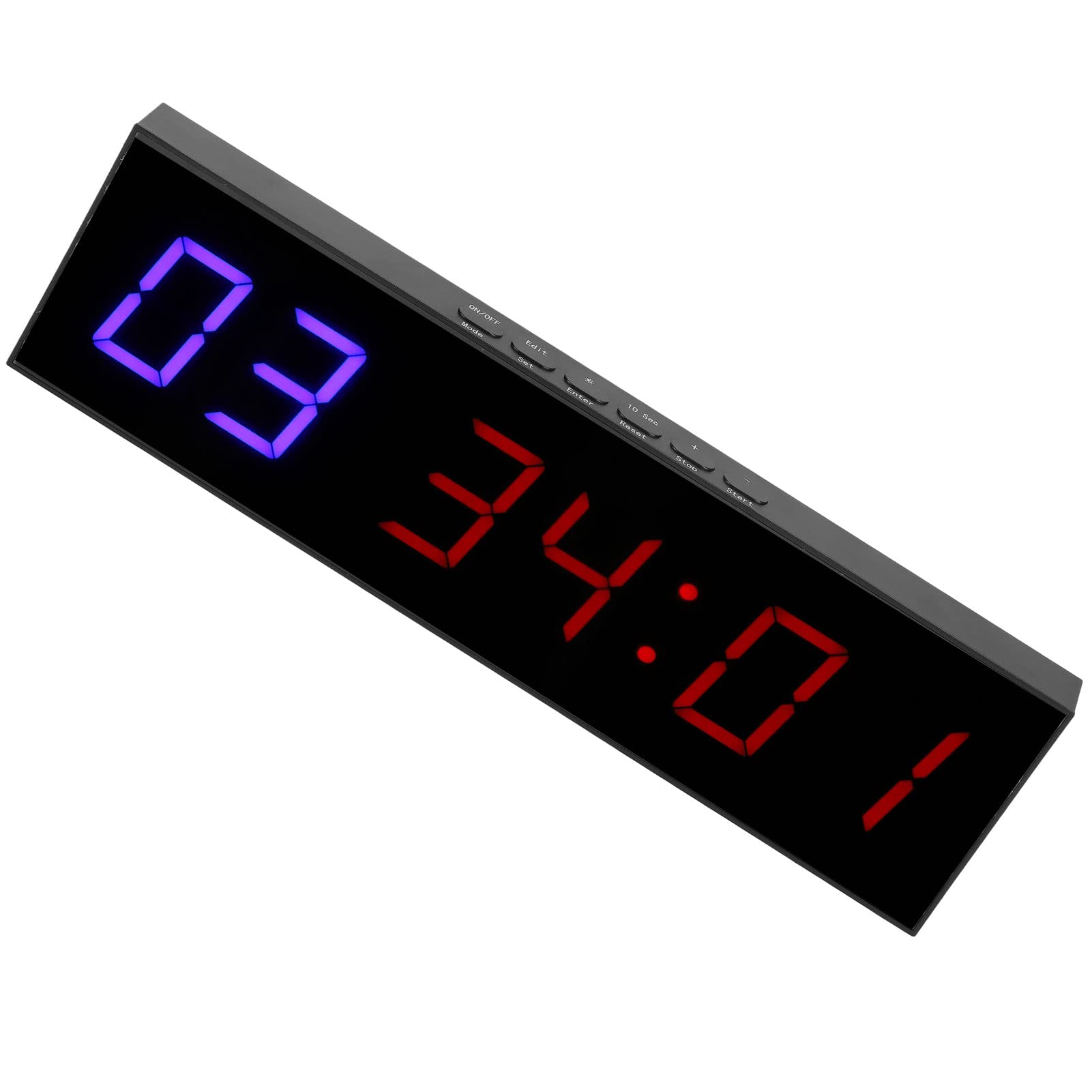 Minuterie à intervalles LED avec Fonctions de Compte à rebours et de chronomètre d'horloge de 12 ou 24 Heures - Télécommande sans Fil - Affichage numérique 1,8 Pouces 6 Bits pour