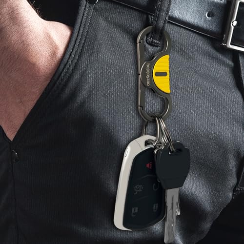 Image of Heavy Duty Keychain with Quick Release Double Carabiner Clip, Key Rings, D Ring, Car Key Holder for Belt Loop