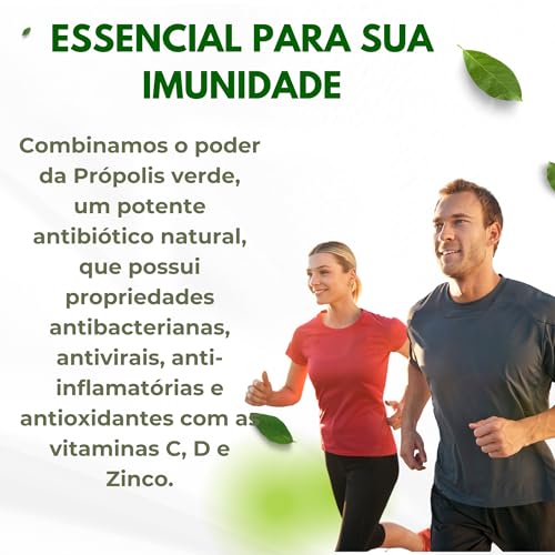 Própolis Verde, Vitamina C, D e Zinco, Pro-Imunidade e Proteção, 60 Cápsulas, Fortalvit
