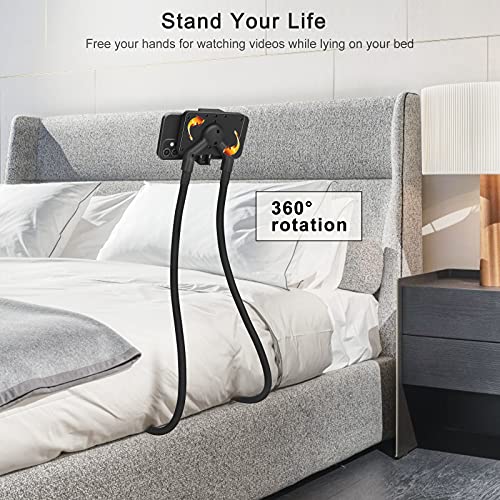 B-Land Upgrade Phone Holder for Bed, Neck Phone Holder Gooseneck Cell Phone Holders, Universal Mobile Phone Stand with Remote for Taking Videos & Group Photos (Black) - Thumbnail 3