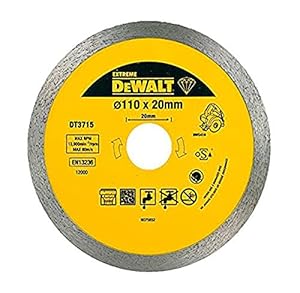 Dewalt Extreme Diamant-Trennscheibe DT3715 (für Fliesensäge DWC410, 110mm Durchmesser, für Nass- und Trockenschnitte in harten Materialien wie Fliesen, Steinzeug bin hin zu Granit und Marmor)