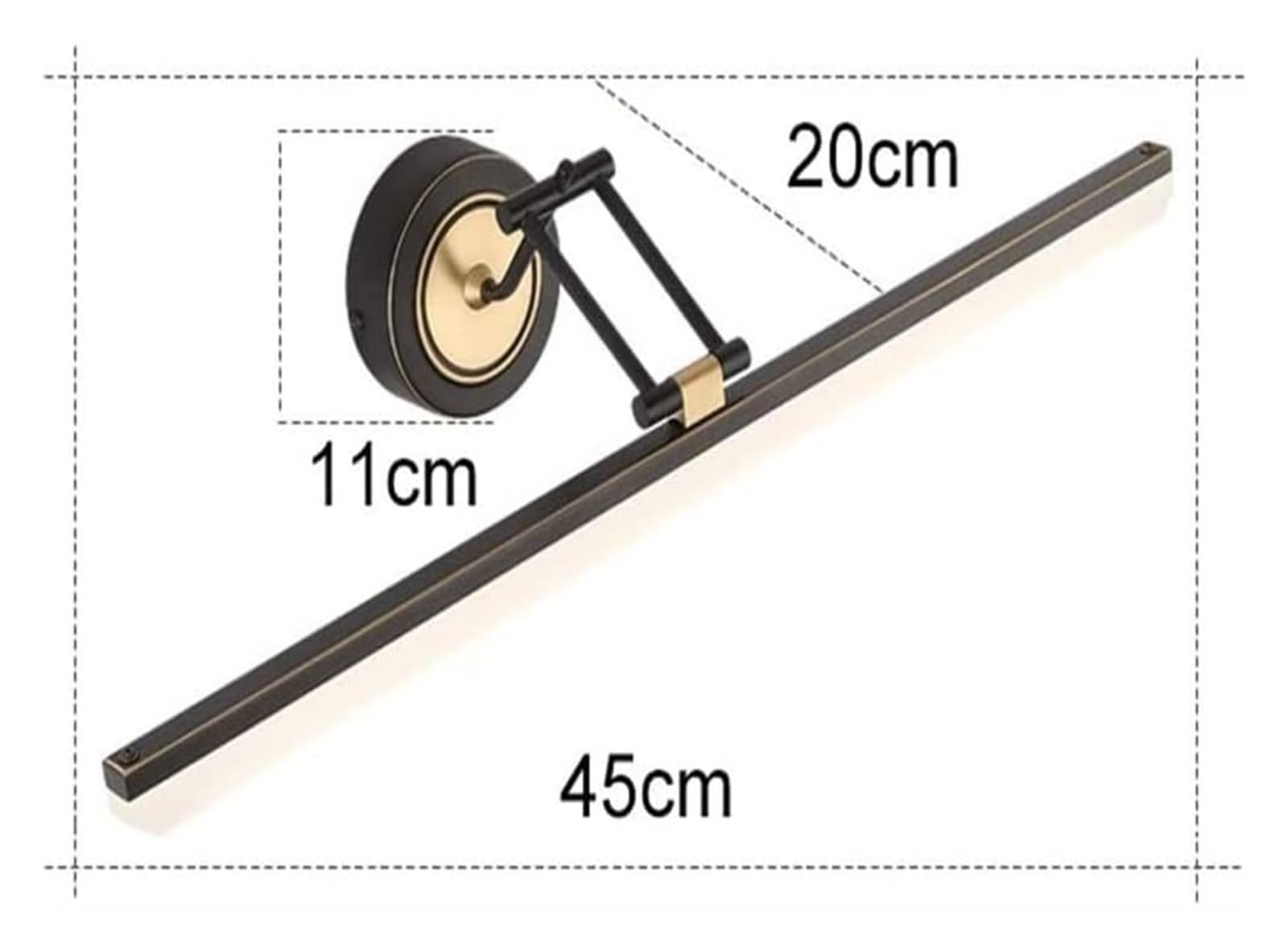 Lampada da parete Lampada da specchio retrò a LED nera Lampada da trucco for bagno 45 cm 9 W 4000 K Lampada da parete for armadietto a specchio for toeletta, toilette, Bianco neutro 4000 K ,Risparmio