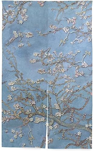 和風 桜 のれん おしゃれ ロング 目隠し 間仕切り 綿麻, 和柄 桜 さくら 暖簾 ドア カーテン 障子 戸口 居間 出入り口 玄関 小窓 リビング キッチン 台所 部屋 着替え室 洋室 和室 居酒屋 料理屋 室内 インテリア かわいい のれん棒付き 約